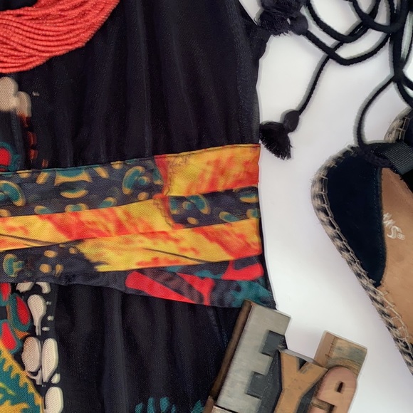 DESIGUAL by LACROIX FLORECILLA Black Mesh Floral Print Dress - Picture 15 of 16